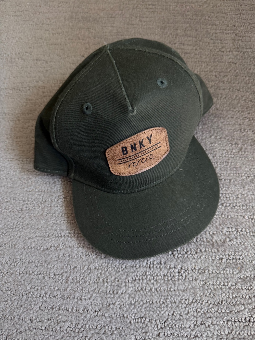 Binky Bro Infant Olive Green Baseball Cap with Leather Patch